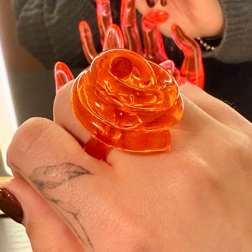 Vibrant Orange Floral Ring